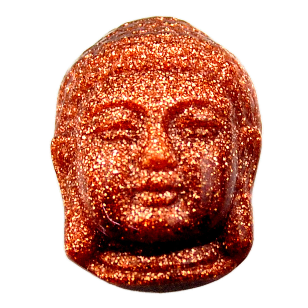 Natural ushnisha goldstone brown 22x15.5 mm buddha loose gemstone s18284
