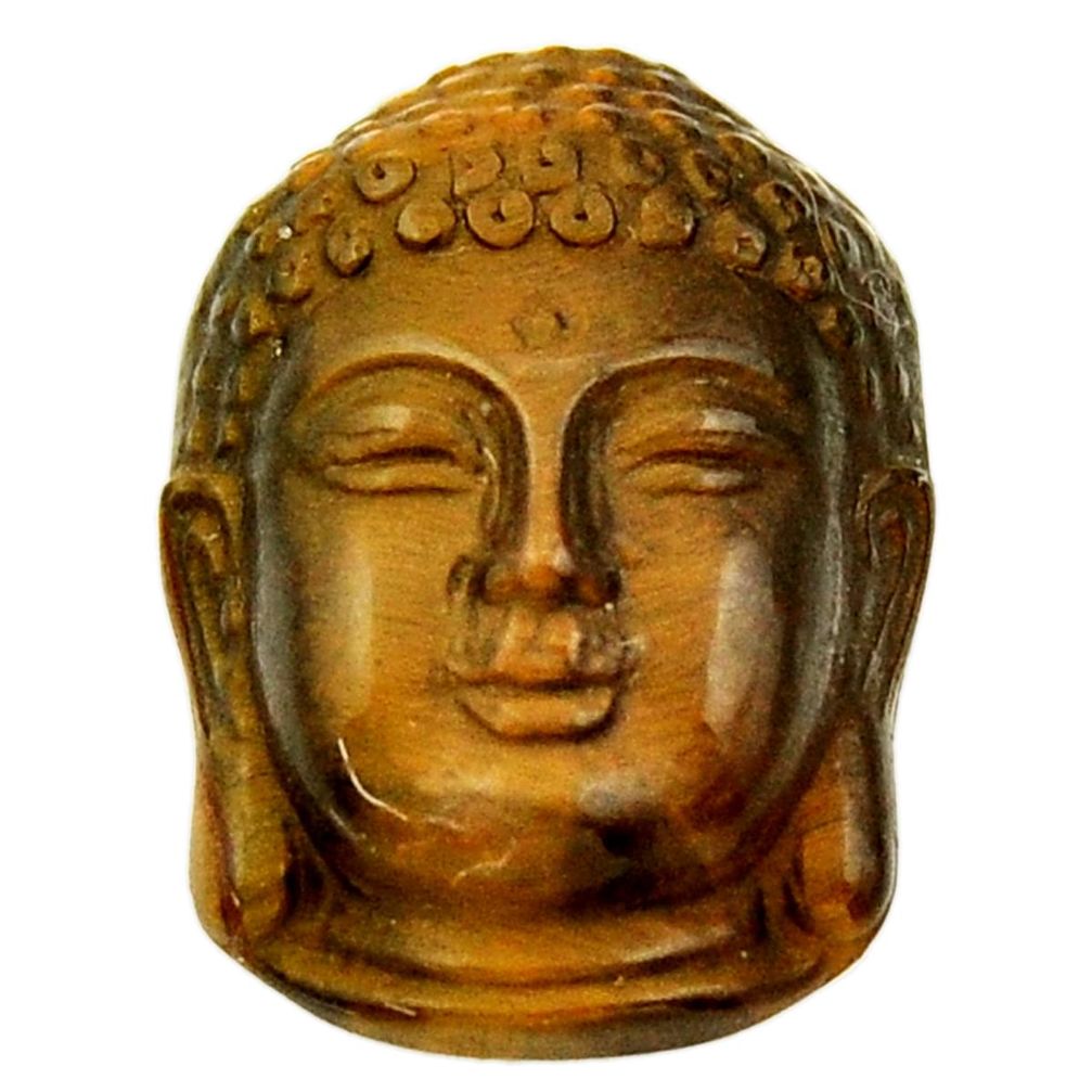 Natural ushnisha tiger's eye brown 22x15 mm buddha charm loose gemstone s18289