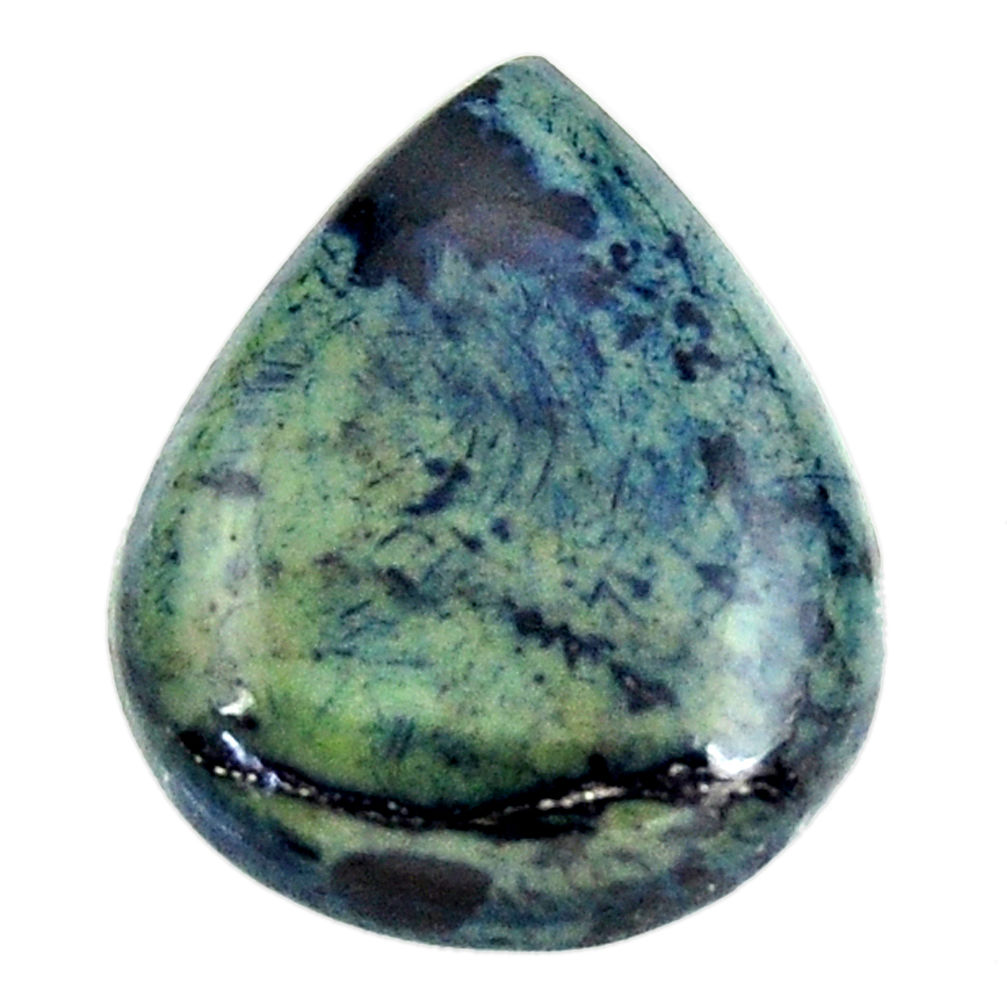 Natural 14.45cts vivianite blue cabochon 22x17.5 mm pear loose gemstone s16360