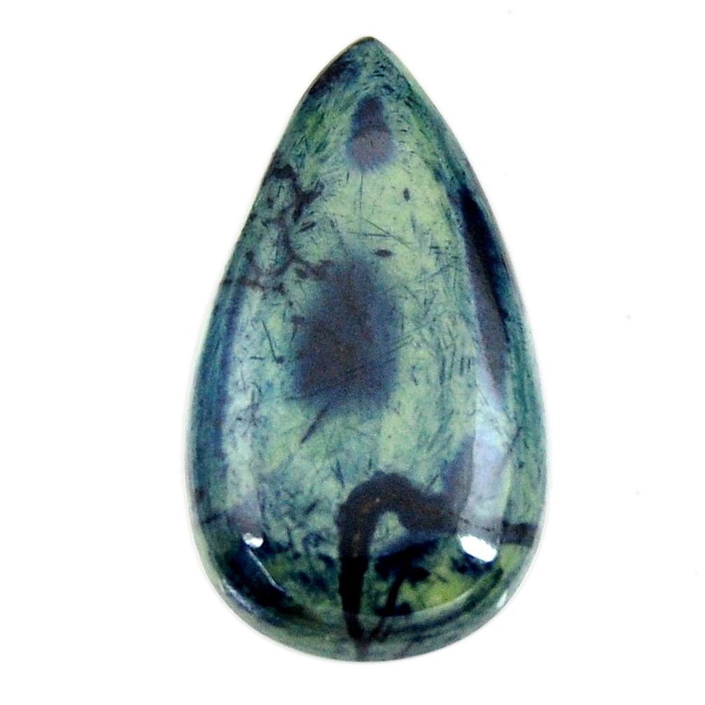Natural 20.10cts vivianite blue cabochon 31x16.5 mm pear loose gemstone s16347