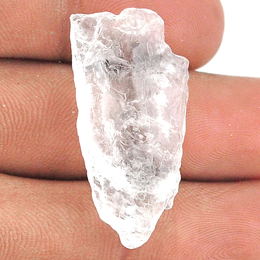 Natural 21.25cts white petalite rough 33.5x17 mm fancy loose gemstone s25881