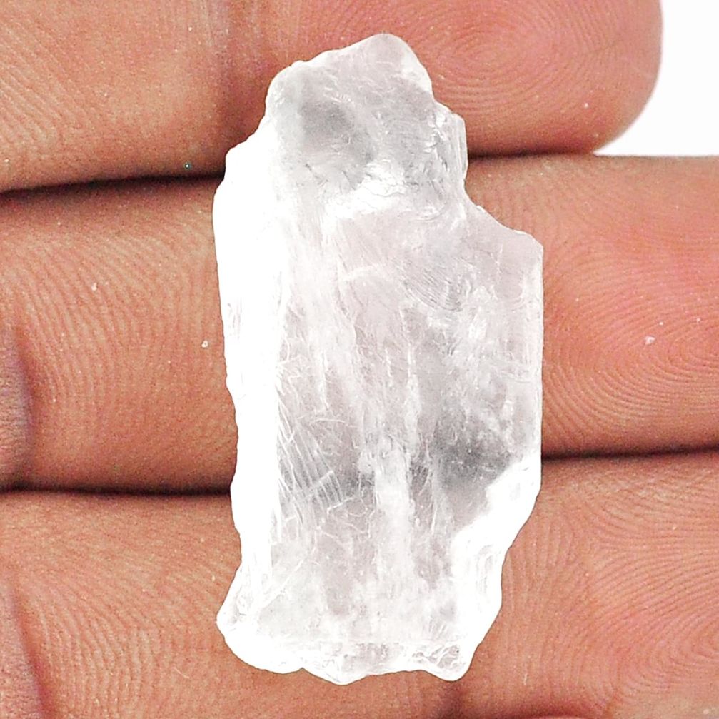 Natural 25.15cts white petalite rough 34x17 mm fancy loose gemstone s25898