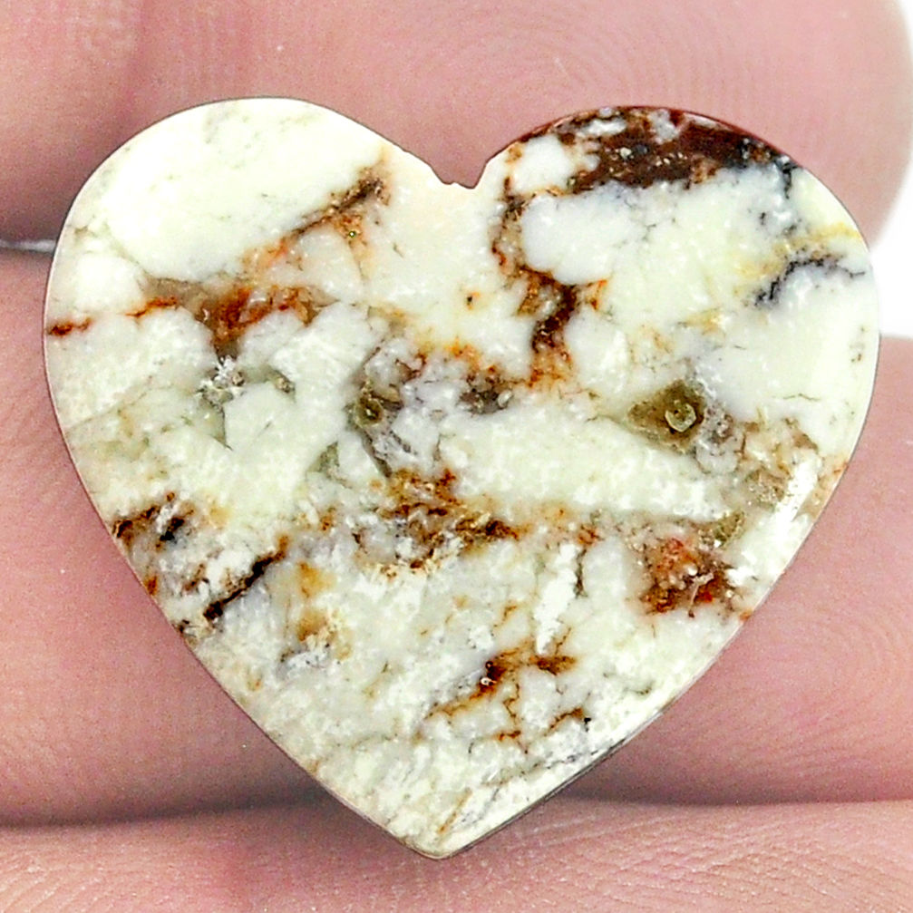 Natural 19.35cts wild horse magnesite white 24x22 mm heart loose gemstone s24628