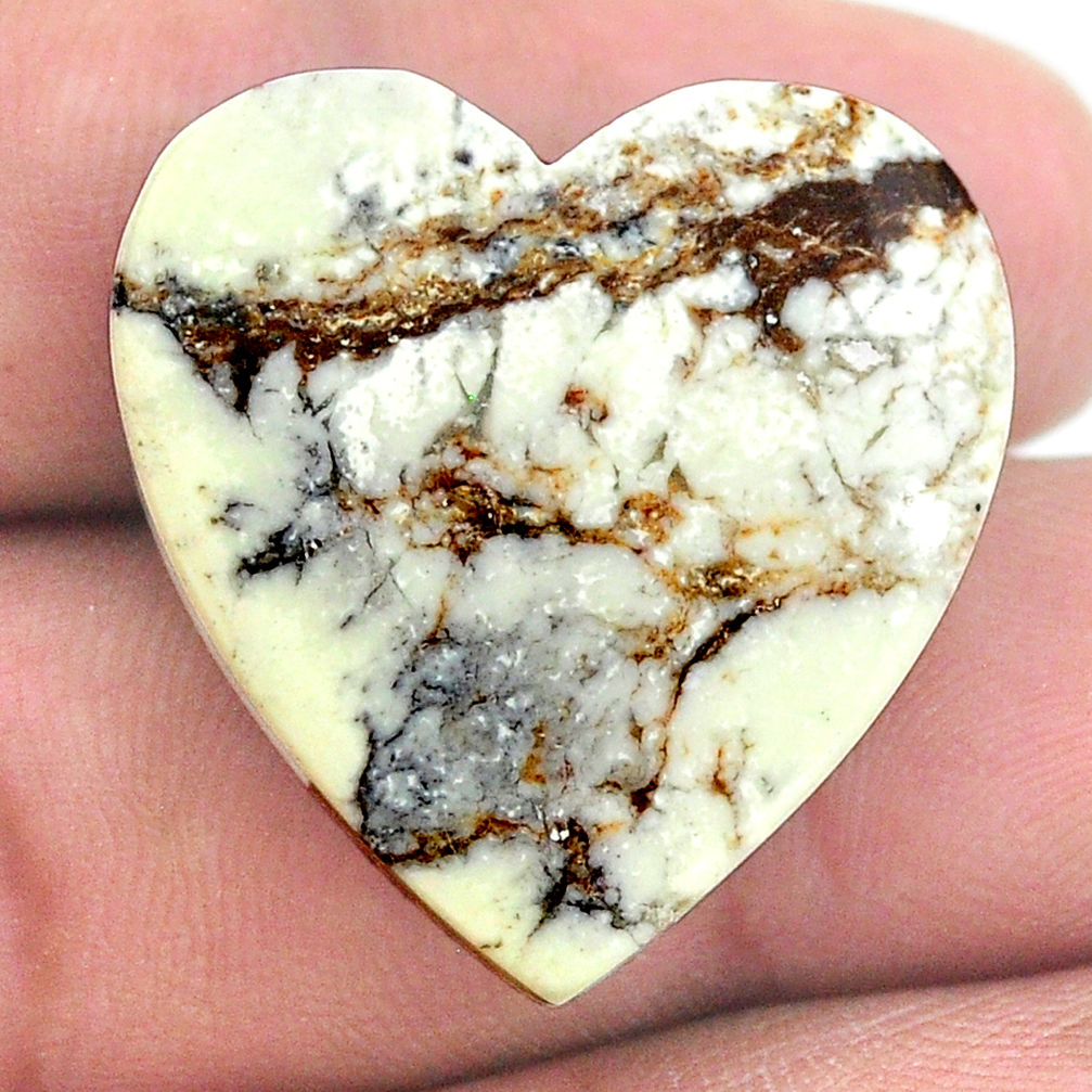 Natural 32.05cts wild horse magnesite white 26x26 mm heart loose gemstone s24634