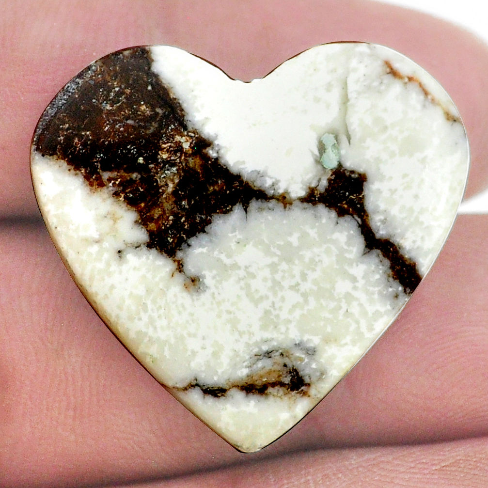 Natural 24.35cts wild horse magnesite white 28x26 mm heart loose gemstone s24637