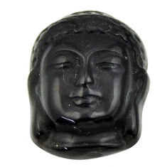 13.45cts onyx black 20x15 mm fancy shakyamuni buddha face loose gemstone s18270