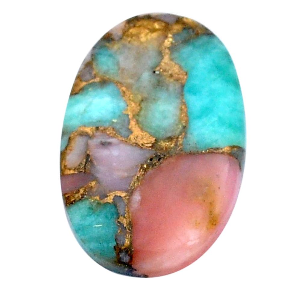 Pink opal in amazonite 29x19 mm loose gemstone s28241