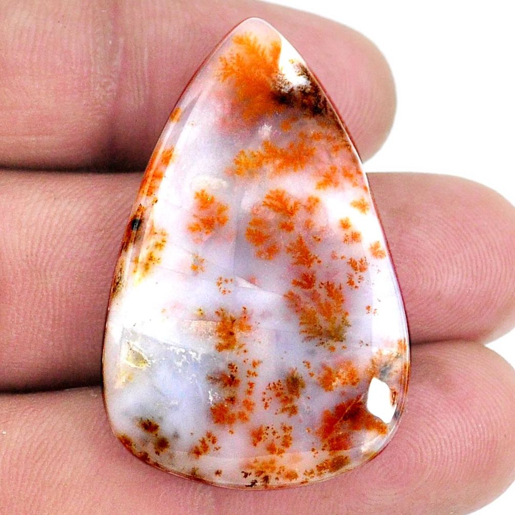 43.80cts scenic russian dendritic agate 39x25 mm pear loose gemstone s21109