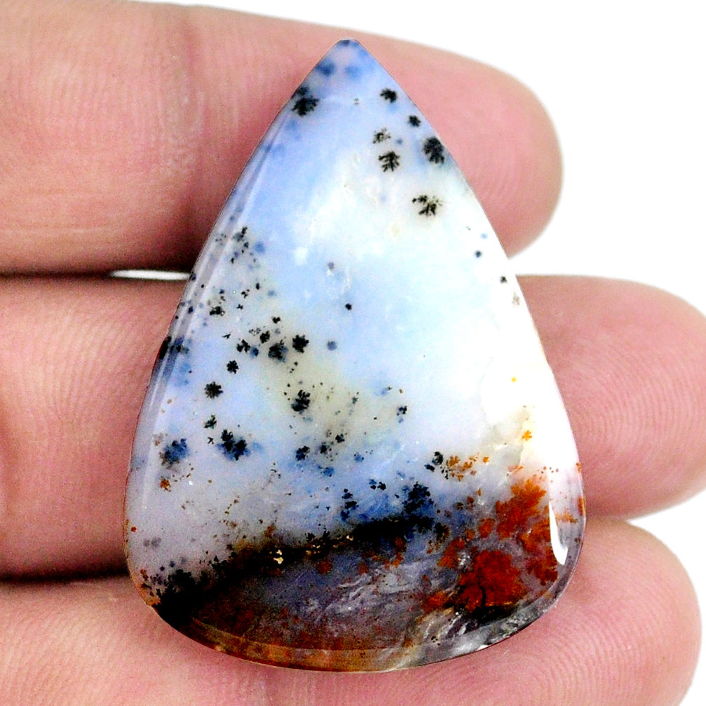 40.10cts scenic russian dendritic agate 39x27 mm pear loose gemstone s21113
