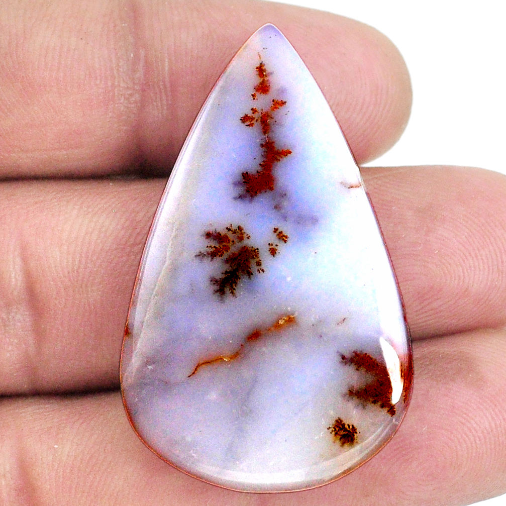 40.15cts scenic russian dendritic agate 40x24 mm pear loose gemstone s21114