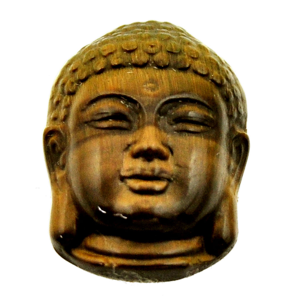 Shakyamuni buddha face 17.40cts tiger's eye 22x15.5 mm loose gemstone s18278