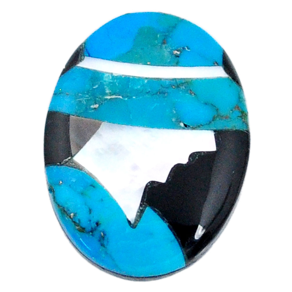4.20cts sleeping beauty turquoise inlay 16x12 mm round loose gemstone s20496