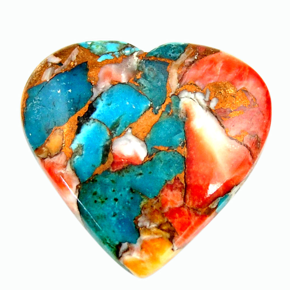 21.30cts spiny oyster arizona turquoise 24x23 mm heart loose gemstone s17199