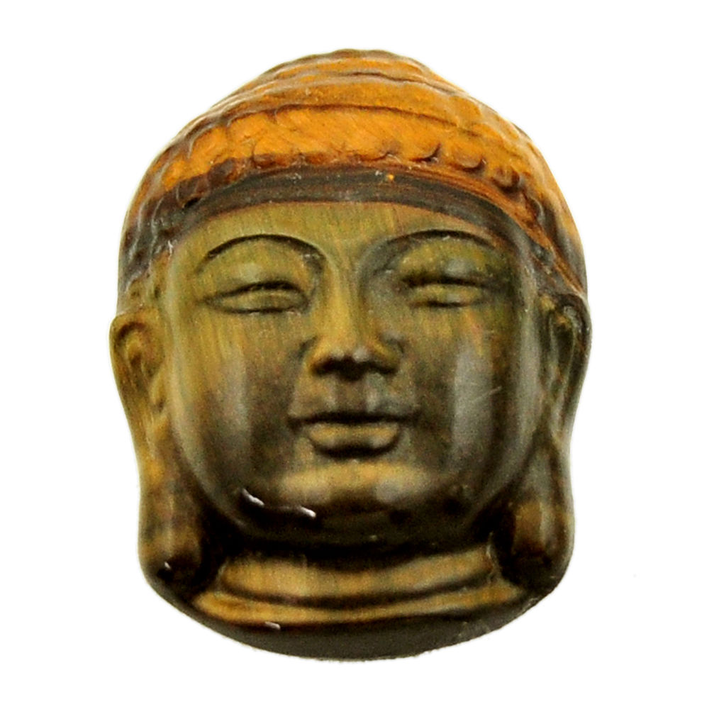 18.45cts tiger's eye 22x15.5 mm shakyamuni buddha face loose gemstone s18275