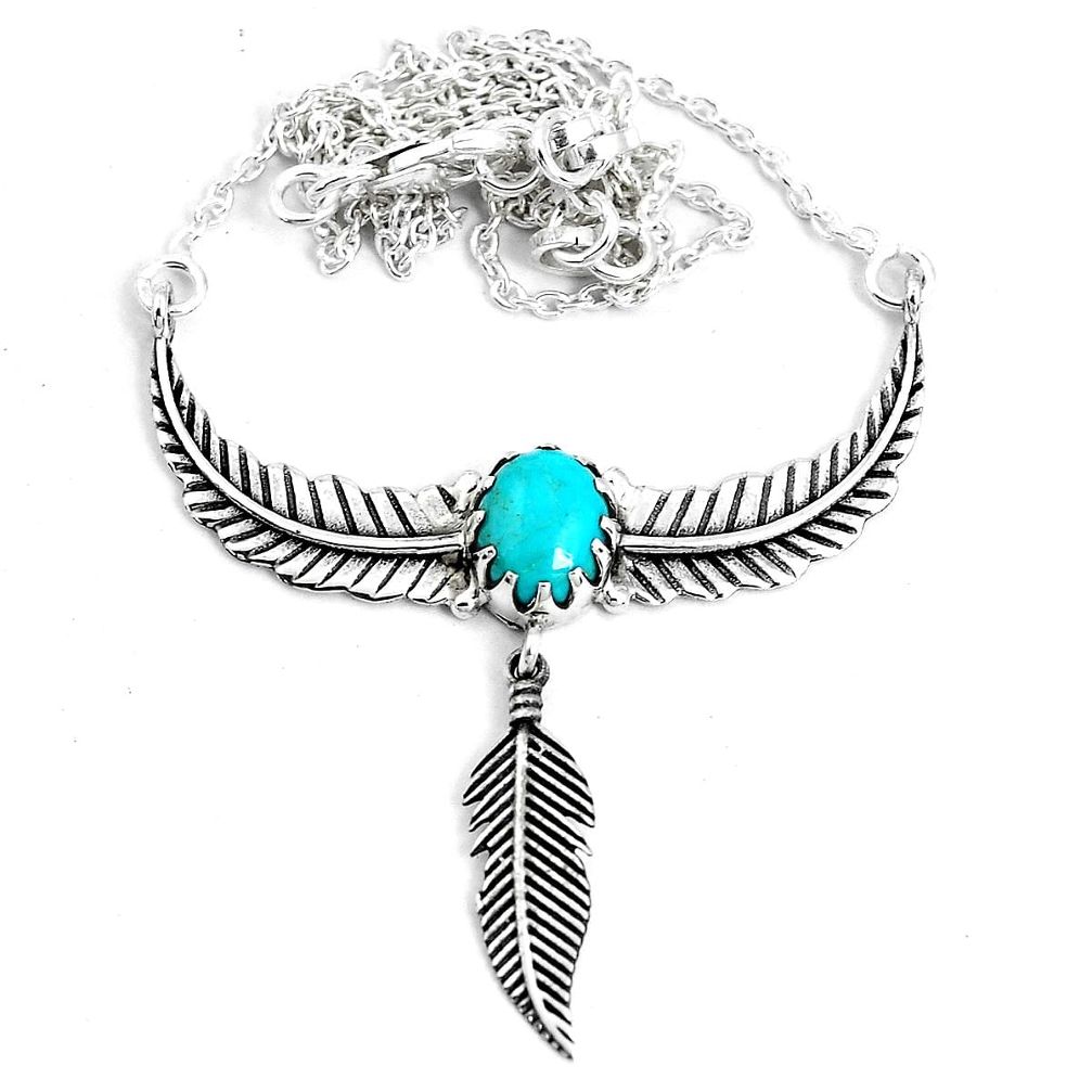 925 silver 4.34cts dreamcatcher natural green kingman turquoise necklace p41978