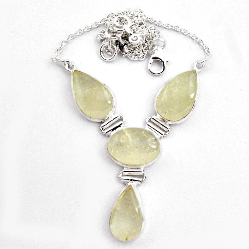 925 silver 40.85cts natural rainbow libyan desert glass necklace jewelry p89015