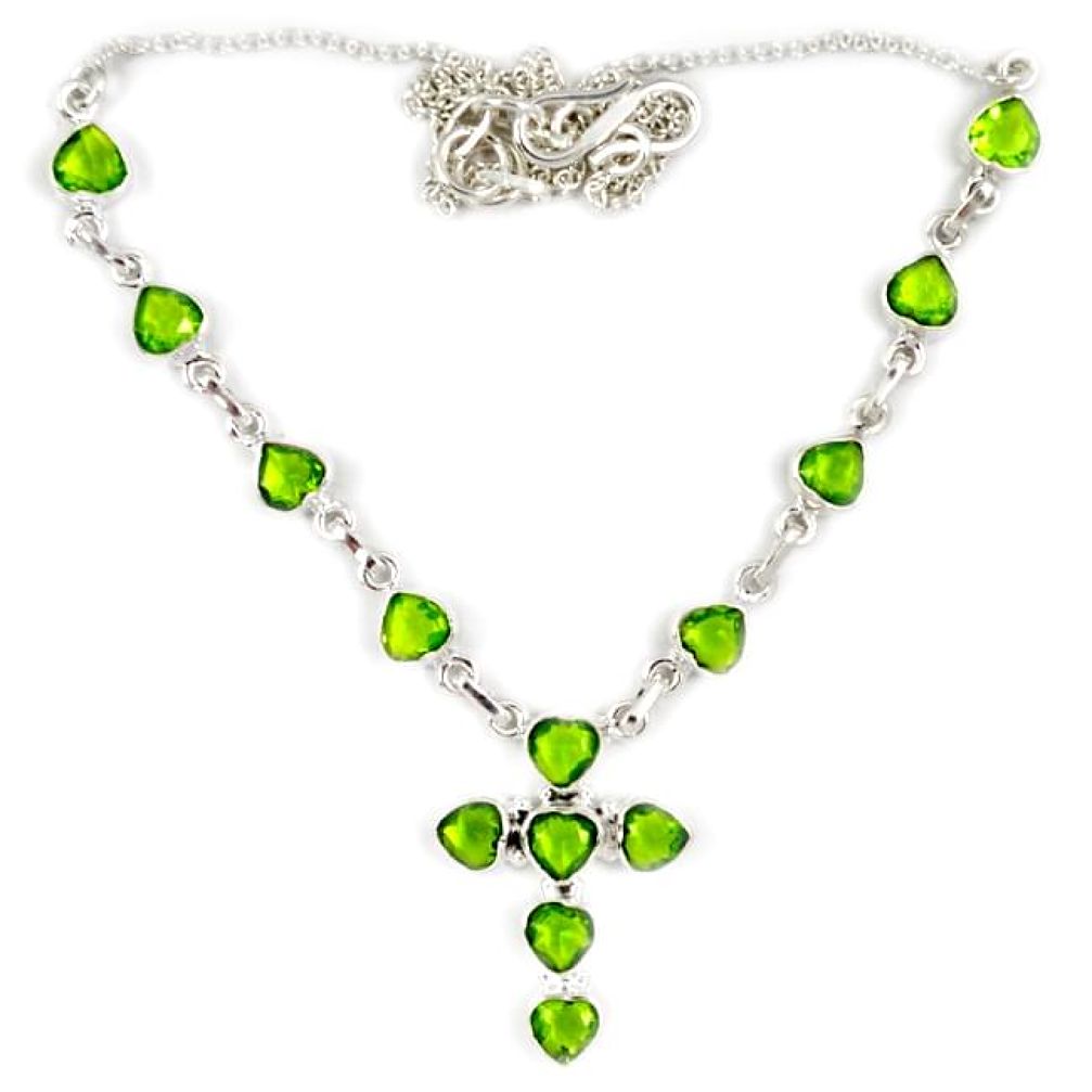 925 sterling silver holy cross green peridot quartz necklace jewelry h92102