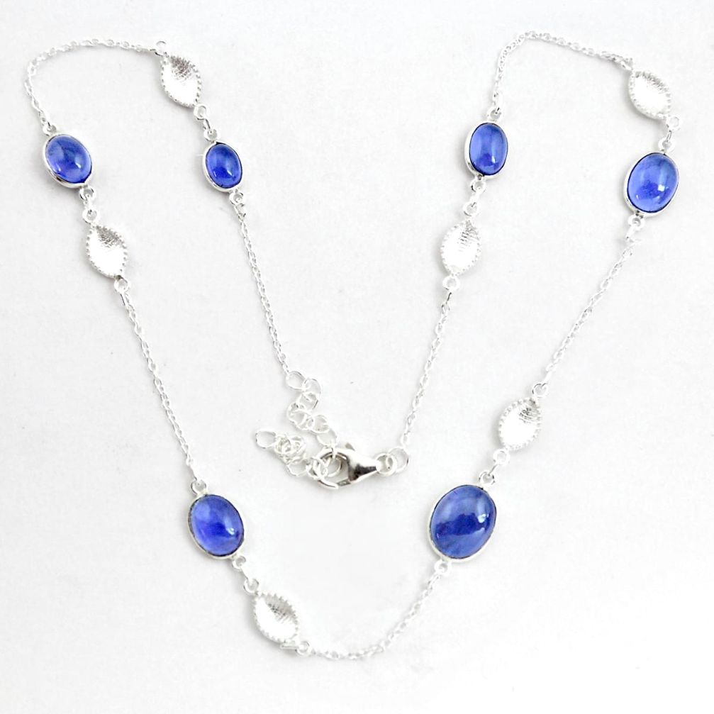 925 sterling silver 17.91cts natural blue iolite oval necklace jewelry p43376