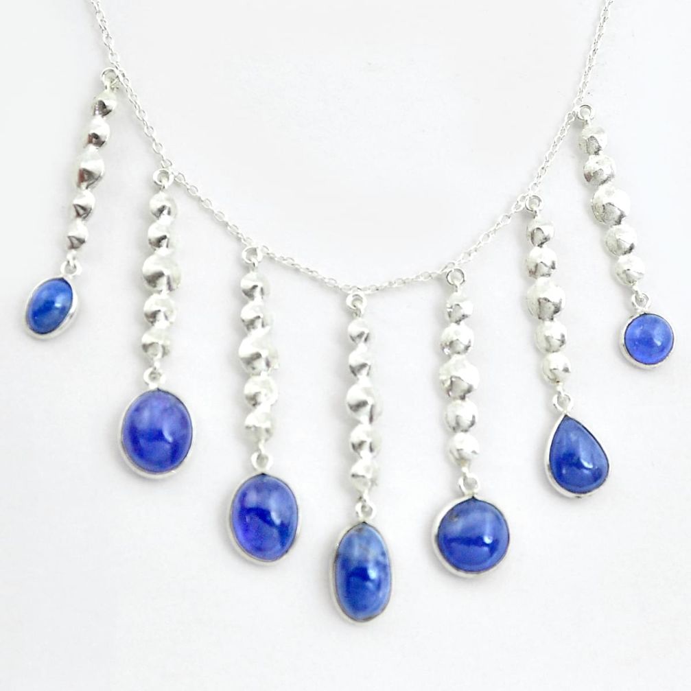 925 sterling silver 23.96cts natural blue tanzanite necklace jewelry p43304