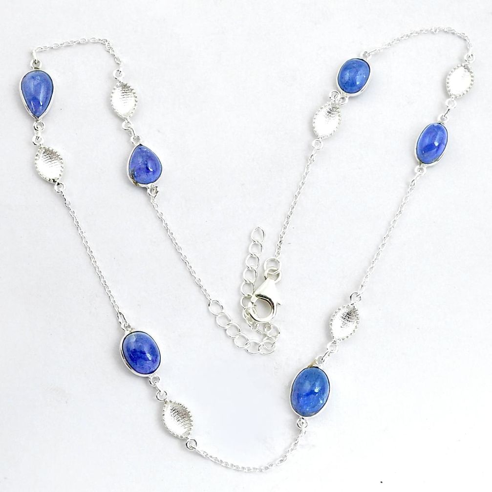 925 sterling silver 17.73cts natural blue tanzanite necklace jewelry p43315