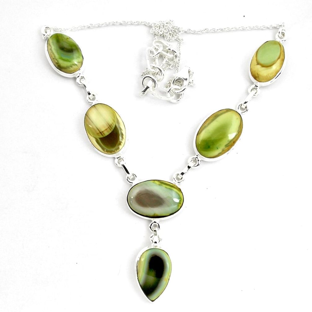 925 sterling silver 54.68cts natural green imperial jasper necklace p70779