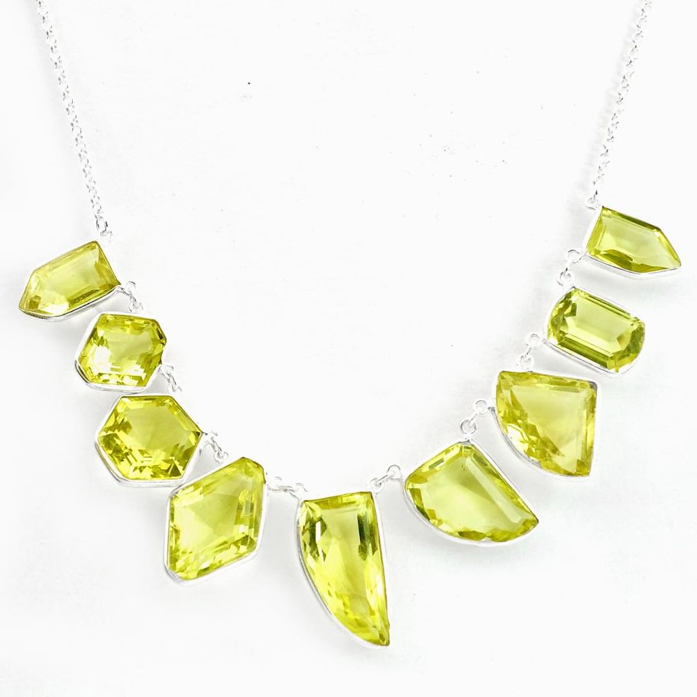 925 sterling silver 58.75cts natural lemon topaz fancy necklace jewelry p43770