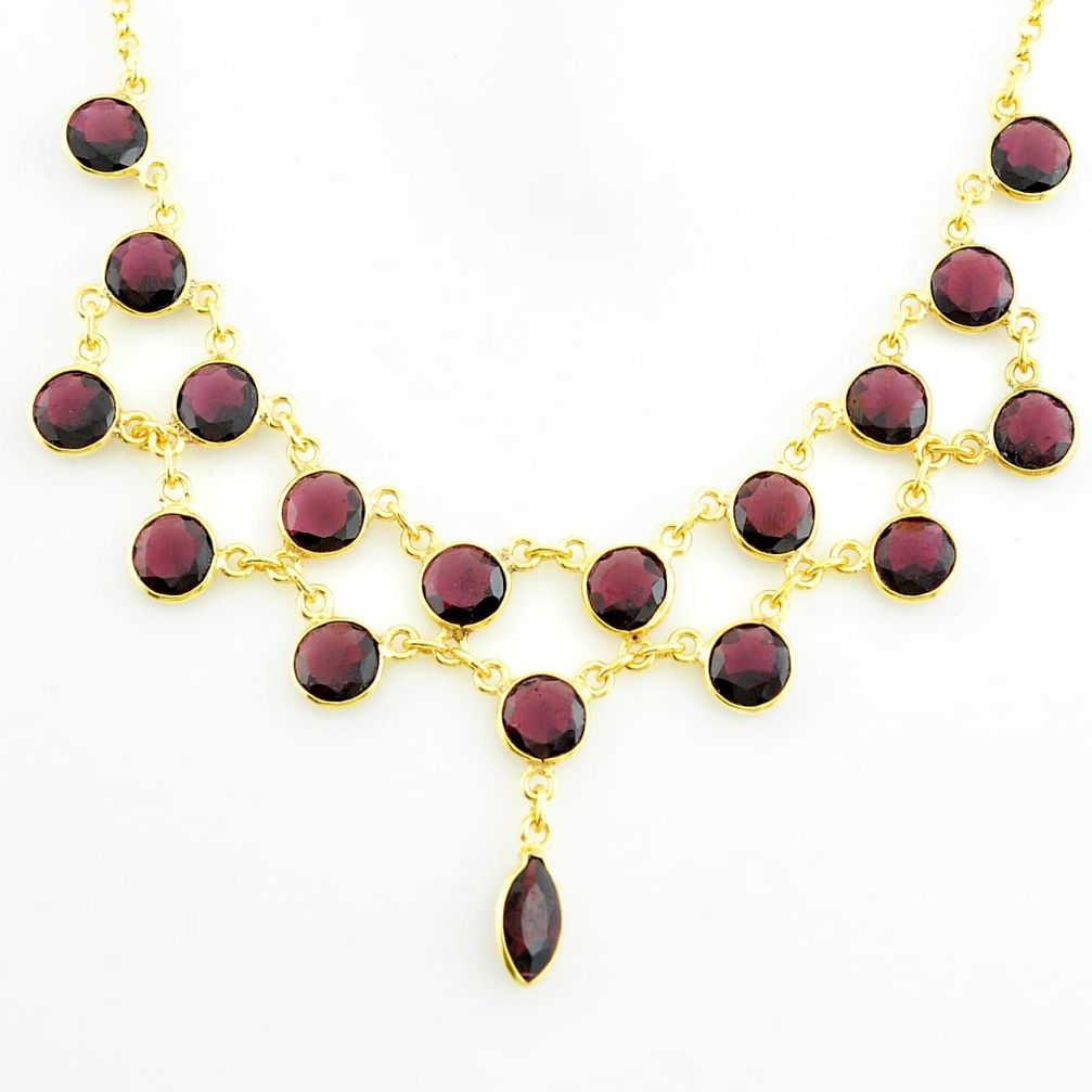 925 sterling silver 37.50cts natural red garnet 14k gold necklace jewelry p75004