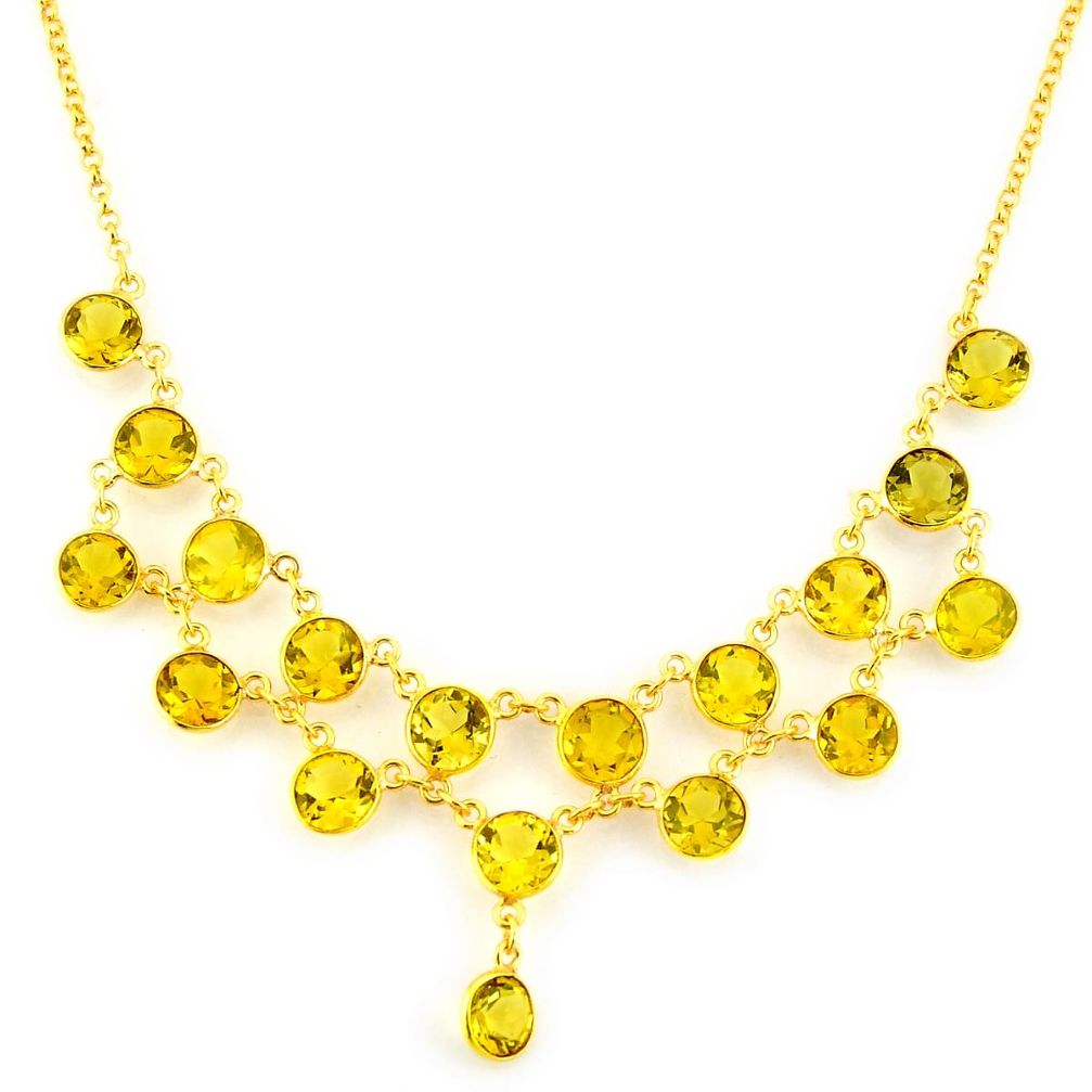 925 sterling silver 43.93cts natural yellow citrine 14k gold necklace p91751