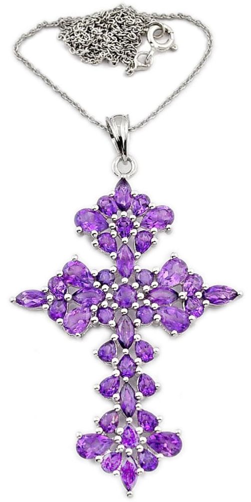 Premium natural purple amethyst 925 sterling silver necklace jewelry a27848