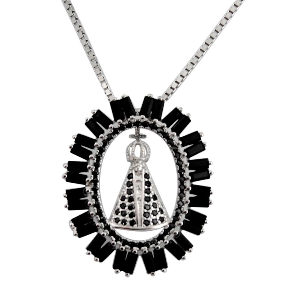 6.48cts black cubic zirconia 925 sterling silver necklace jewelry c7960