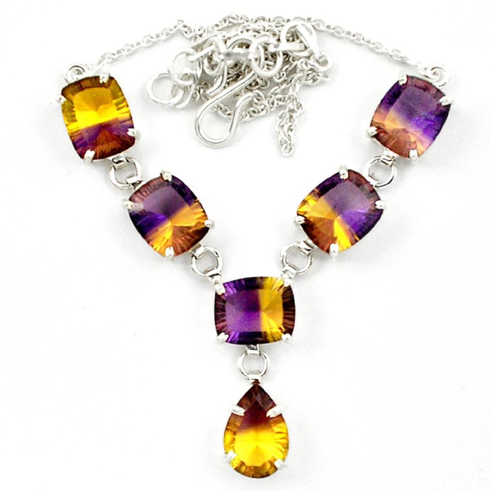 Multi color ametrine (lab) 925 sterling silver necklace jewelry d10368