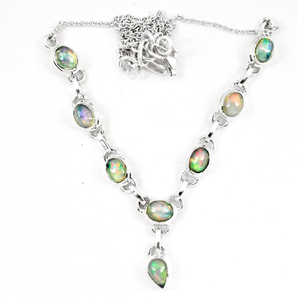 Natural multi color ethiopian opal 925 sterling silver necklace d13839