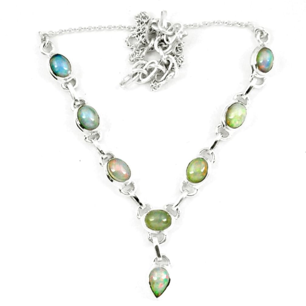 925 sterling silver natural multi color ethiopian opal necklace jewelry d13840