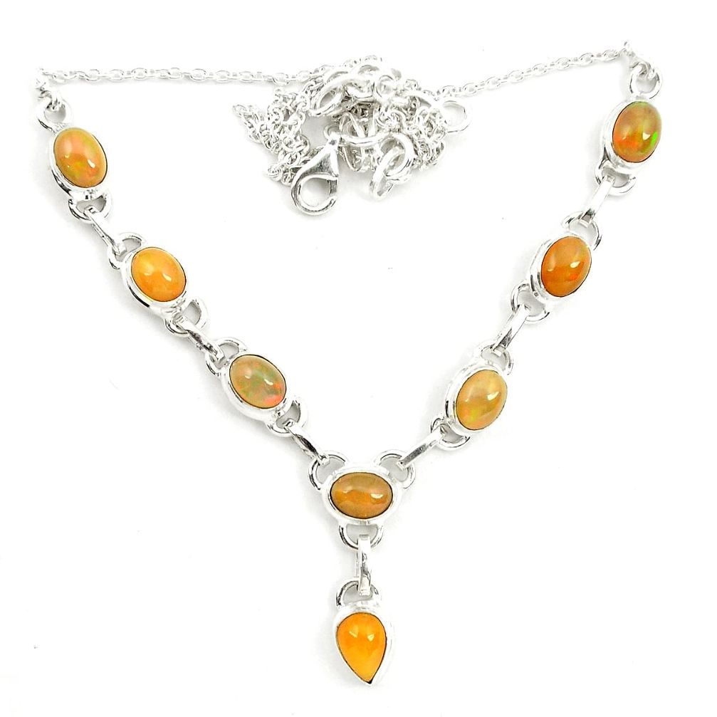 Natural multi color ethiopian opal 925 sterling silver necklace d25894