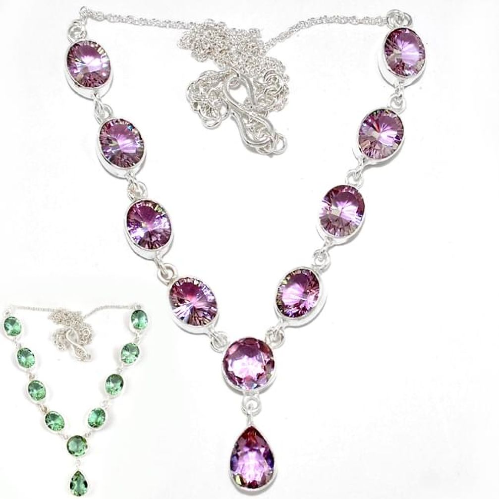 925 sterling silver color changeable alexandrite (lab) necklace jewelry j19364