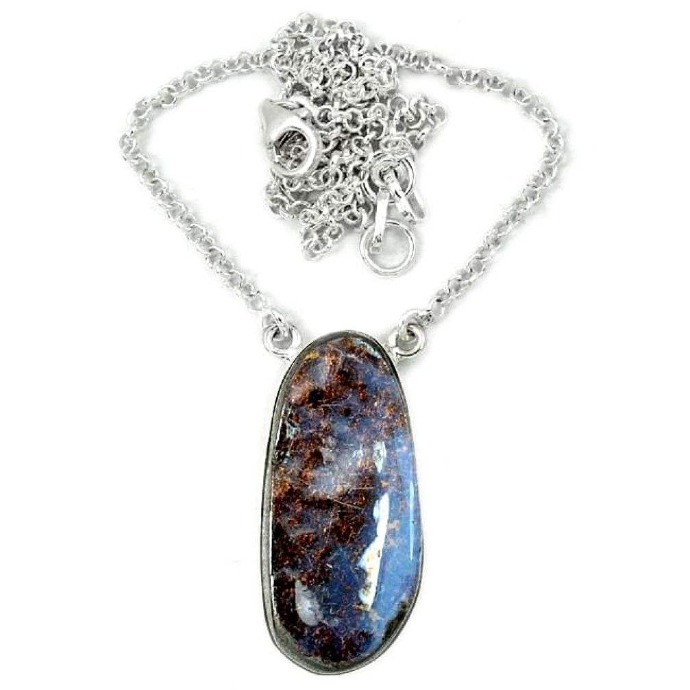 925 sterling silver natural brown boulder opal fancy necklace jewelry j36997