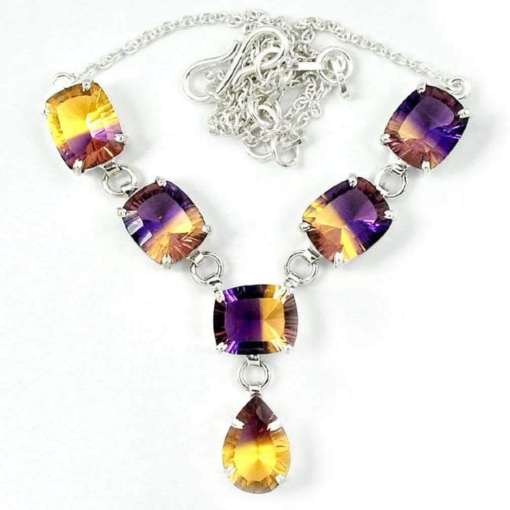 Multi color ametrine (lab) 925 sterling silver necklace jewelry j39198