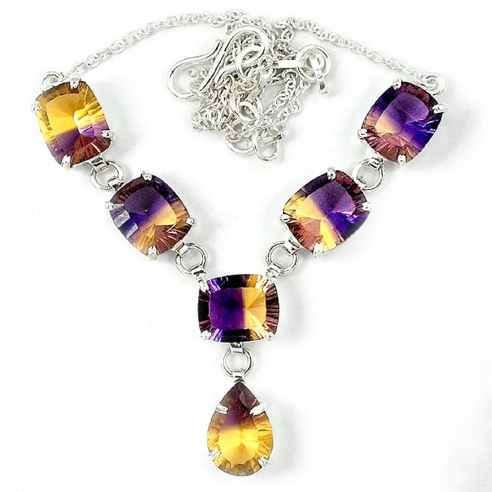 925 sterling silver multi color ametrine (lab) pear necklace jewelry j39199