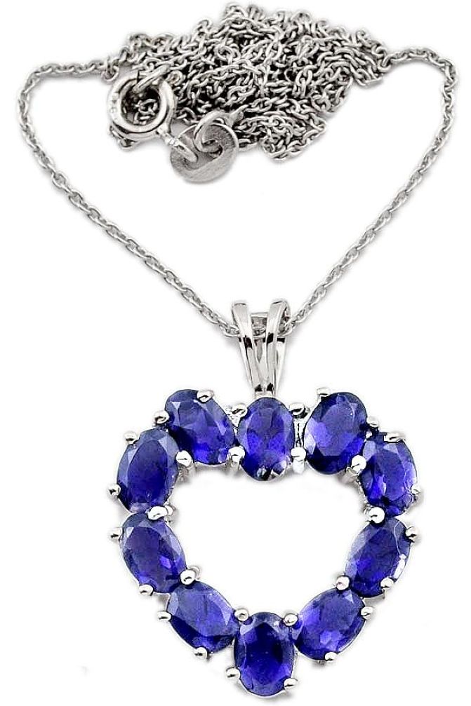 5.05cts natural blue iolite 925 sterling silver necklace jewelry j44065