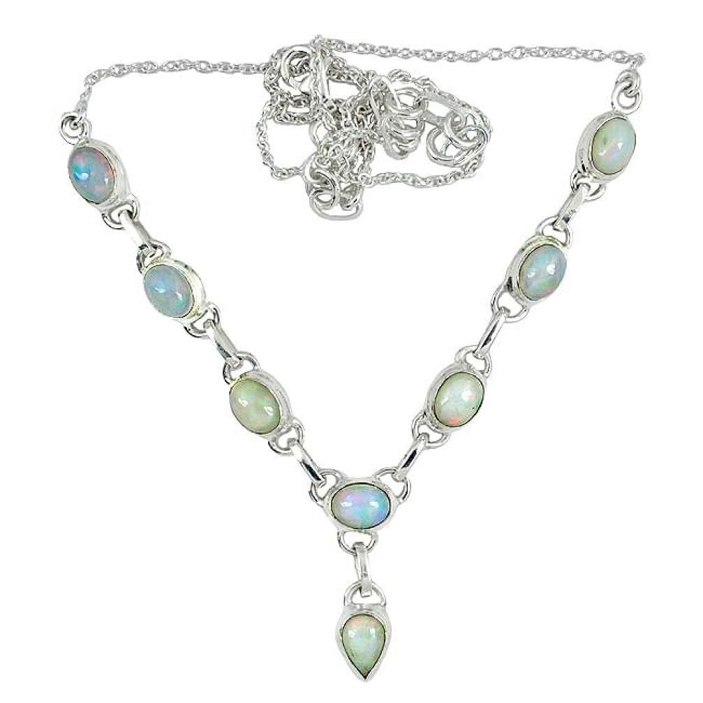 Natural multi color ethiopian opal 925 sterling silver necklace j51951
