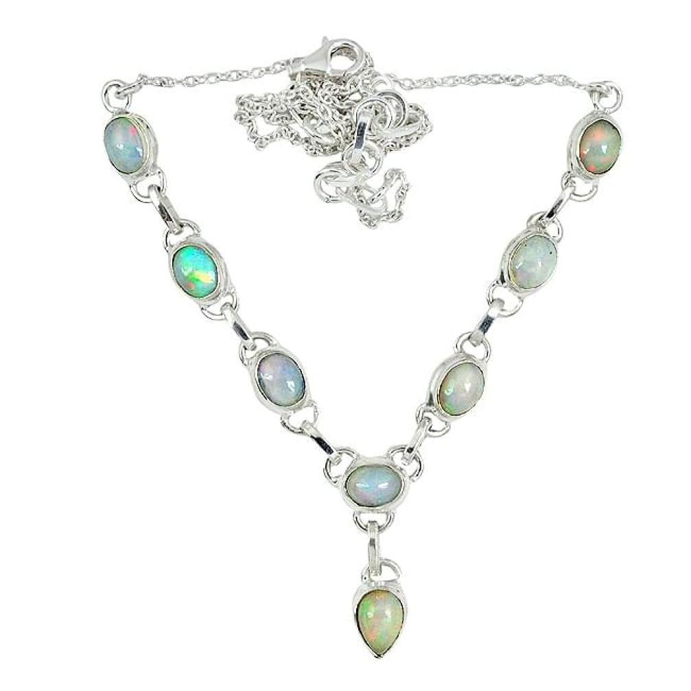 Natural multi color ethiopian opal 925 sterling silver necklace j51956