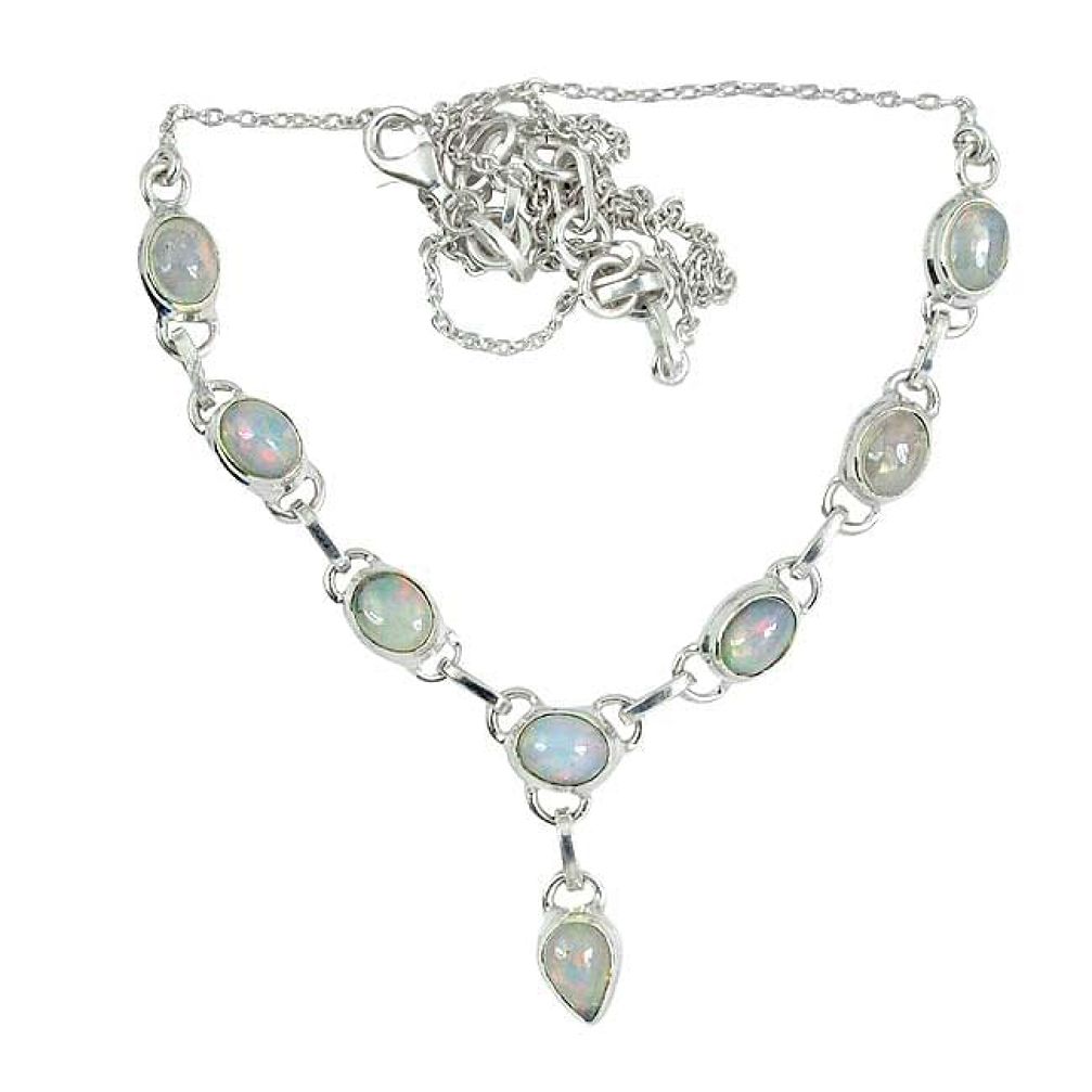 925 sterling silver natural multi color ethiopian opal necklace jewelry j51960