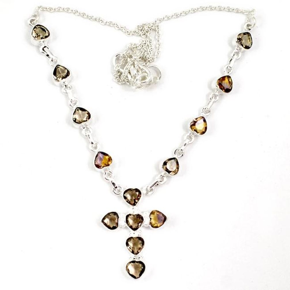 Multi color ametrine (lab) 925 sterling silver cross necklace jewelry j6876