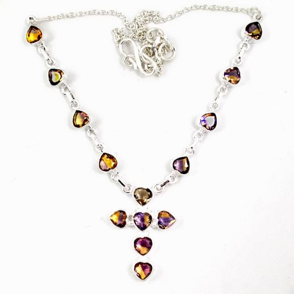 Multi color ametrine (lab) 925 sterling silver holy cross necklace jewelry j6877