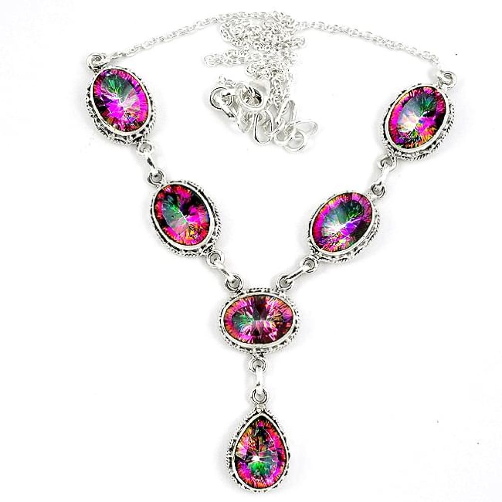 Multi color rainbow topaz 925 sterling silver necklace jewelry k41981