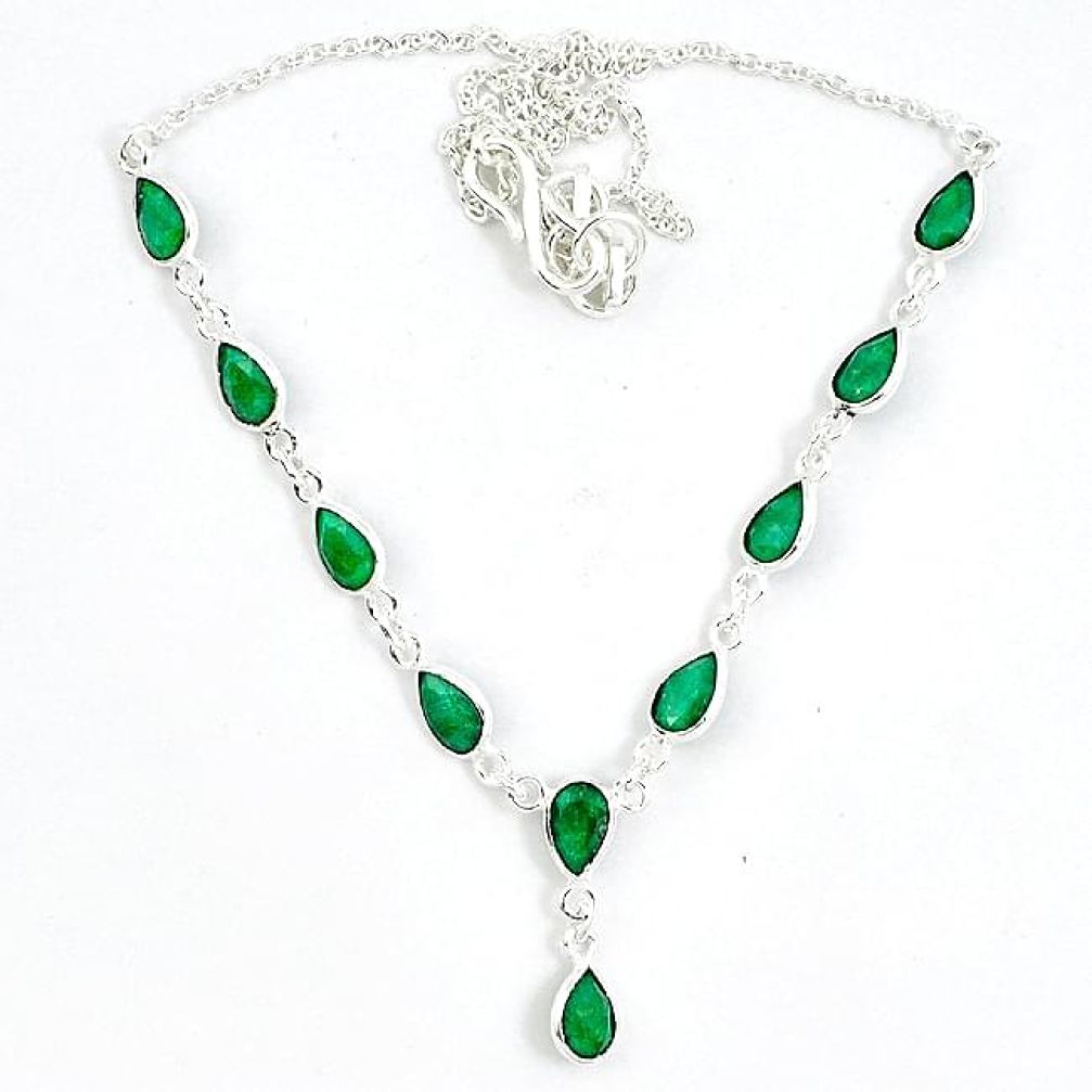 925 sterling silver natural green emerald pear shape necklace jewelry k46078