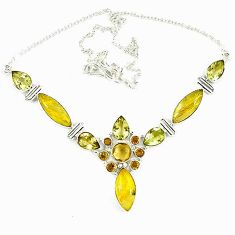 Natural golden tourmaline rutile topaz 925 sterling silver necklace k47084