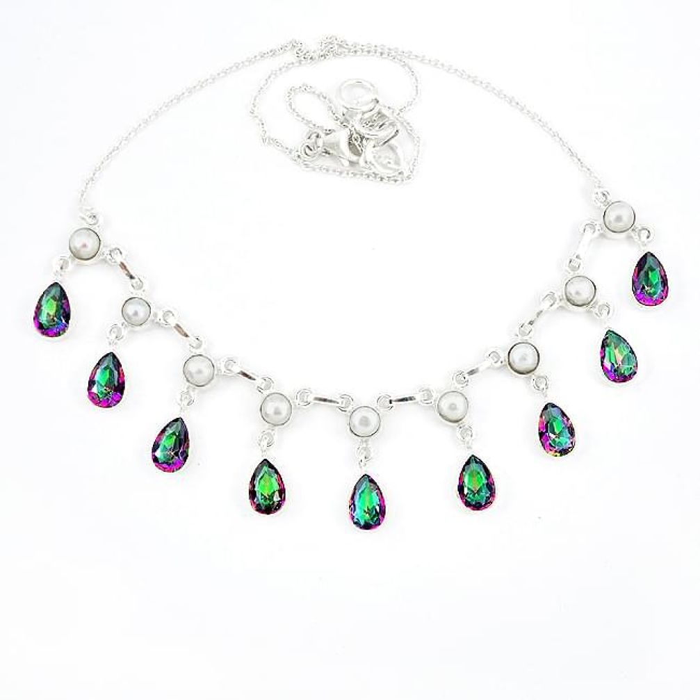 Multi color rainbow topaz 925 sterling silver necklace jewelry k57070