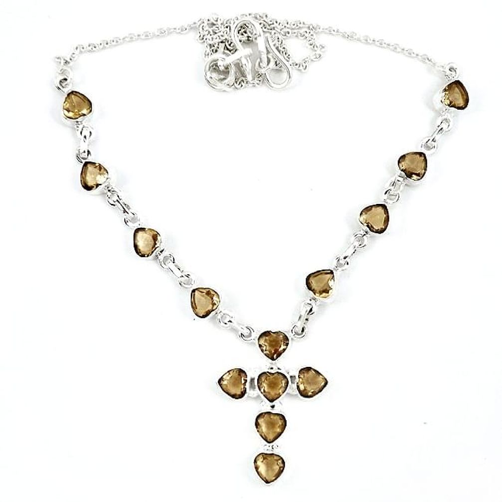 925 sterling silver brown smoky topaz holy cross necklace jewelry k57094