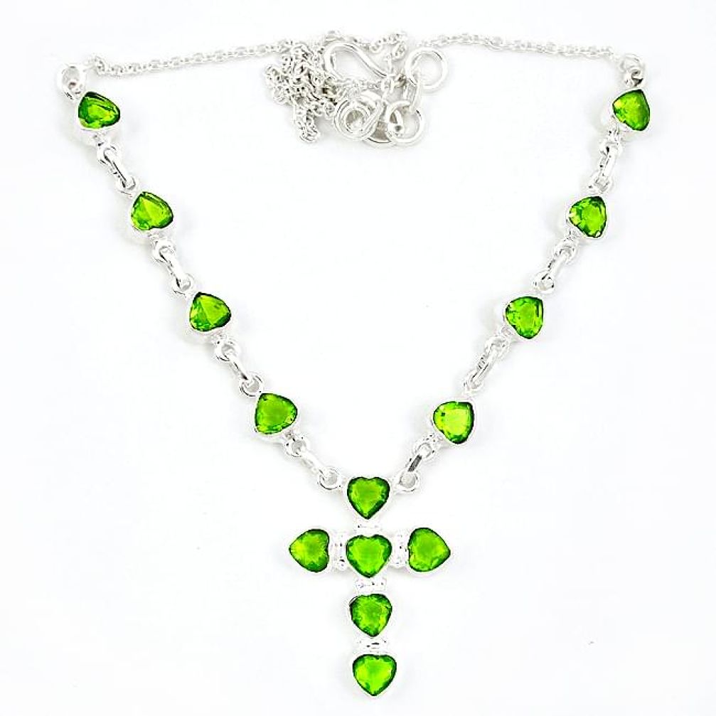 925 sterling silver green peridot quartz holy cross necklace jewelry k57099